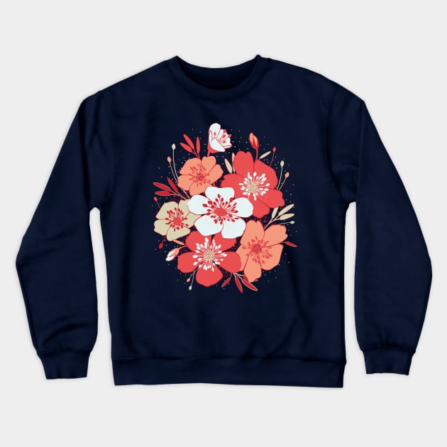 Bouquet (coral and gray) Crewneck Sweatshirt by lents